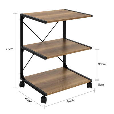 SoBuy FRG81-PF Dulap mobil cu rotile, Raft, Masuta laterala, Raft de bucatarie, Dulap depozitare cu 3 niveluri, cu rotile