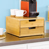 SoBuy FRG82-N Cutie din lemn pentru pliculețe de ceai cu compartimente Cutie de depozitare Ceai, Cafea, Capsule, Sertar glisant Cutie de ceai stil natural 31x18x30cm