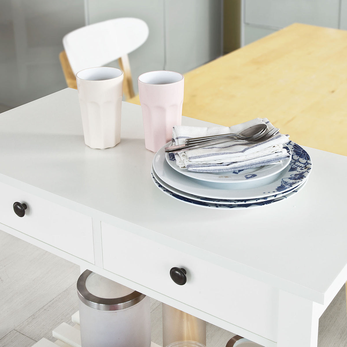 SoBuy FSB04-W Table Console 2 tiroirs et 1 étagère, L85cm x H80cm x P40cm