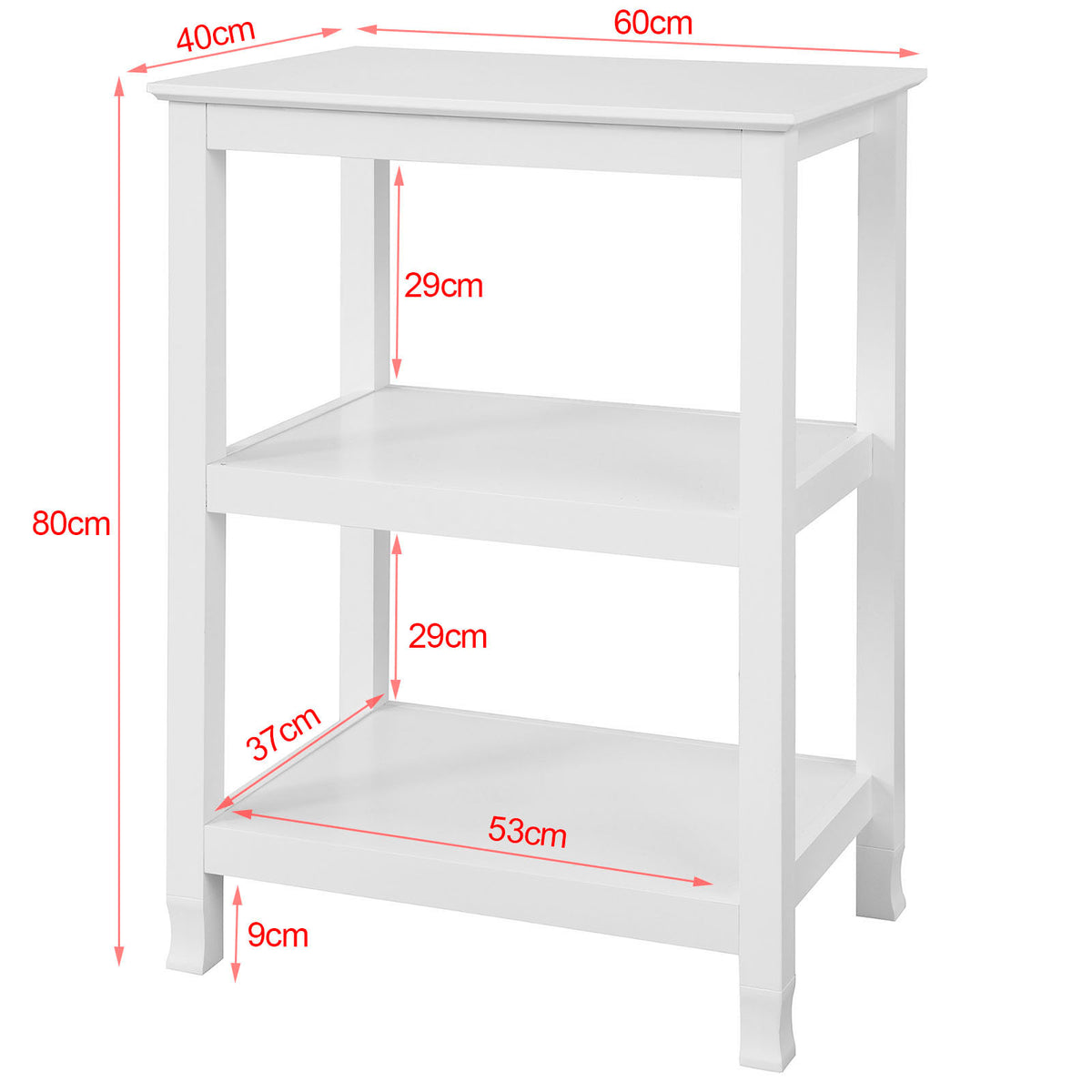 SoBuy FSB18-W Table Console Table de Présentation Bout de Canapé Table d’Appoint avec 2 Étagères de Rangement