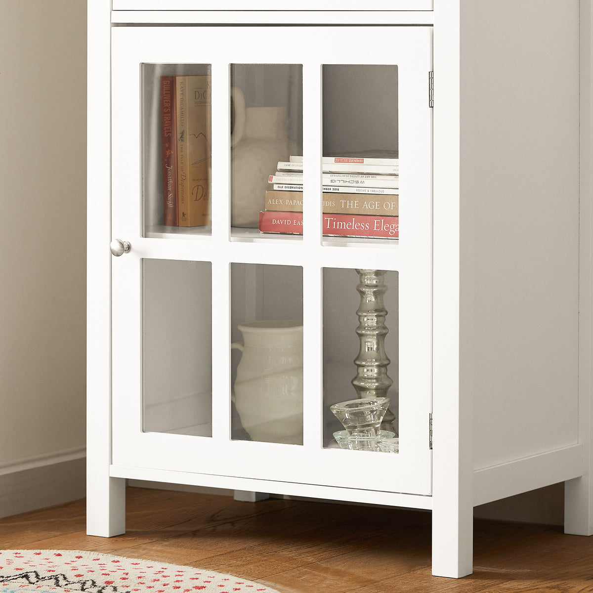 SoBuy FSB31-W Armoire de Rangement Buffet Commode Placard Meuble de Rangement Multi-rangements avec 1 Tiroir et 1 Porte Vitrée