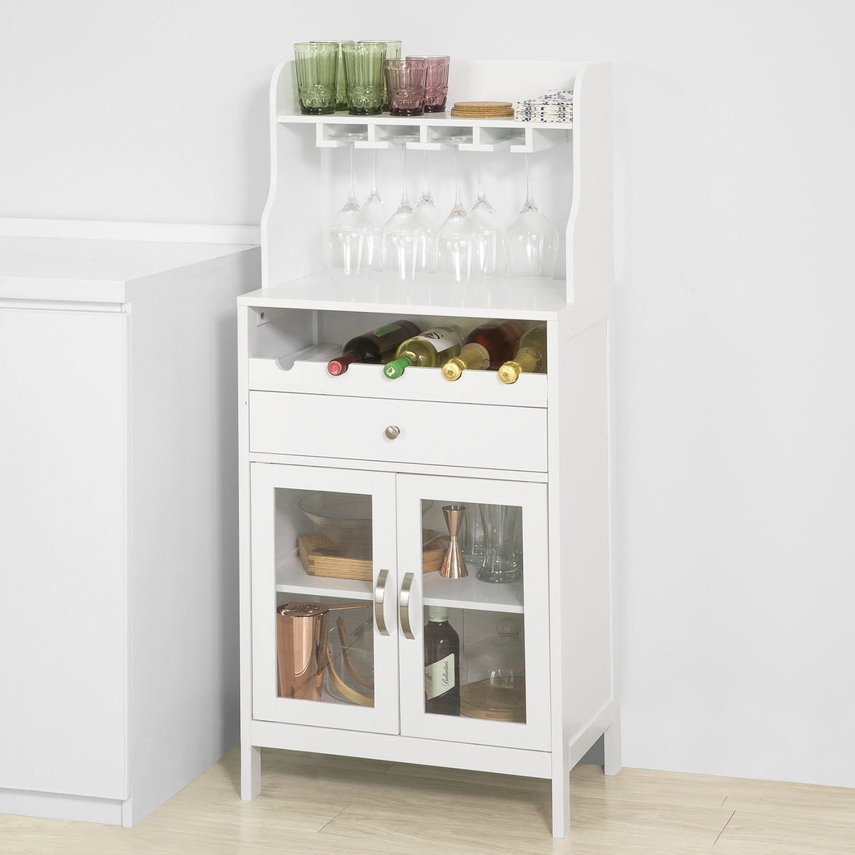 SoBuy FSB24-W Buffet Commode Armoire de Rangement avec Porte-Bouteilles