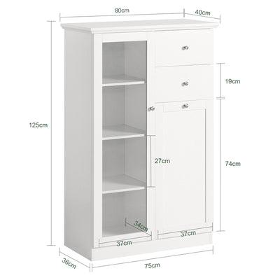 SoBuy FSB32-W Bufet Comodă Dulap de Depozitare Dressoir Bahut cu 2 Uși, 2 Sertare