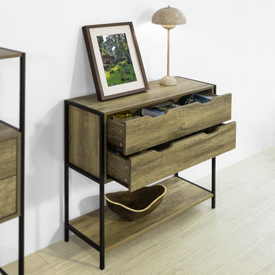 SoBuy FSB39-T Table Console Meuble d'entrée avec 2 tiroirs Buffet Placard à 2 Niveaux