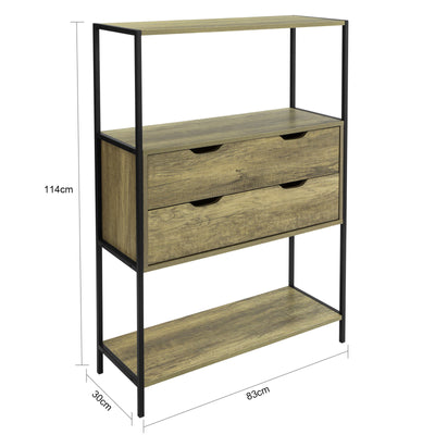 SoBuy FSB40-T Table Console Meuble d'entrée avec 2 tiroirs Buffet Placard à 3 Niveaux