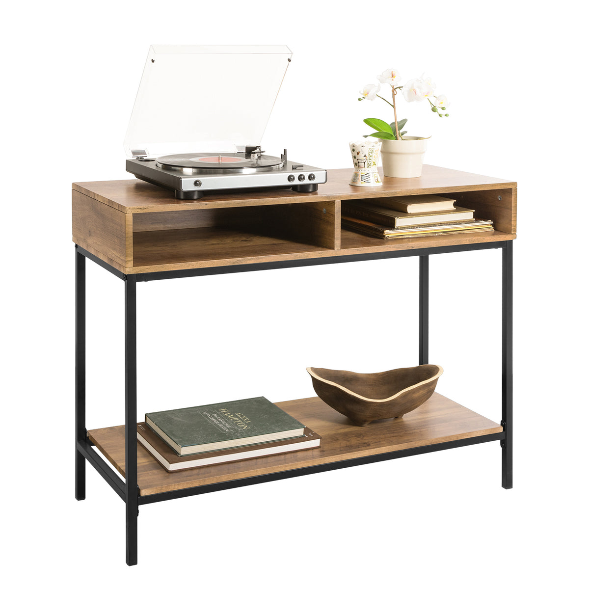 SoBuy FSB41-F Table Console Table d’Entrée Bout de Canapé Table d'Appoint Buffet avec 2 Compartiments étagère