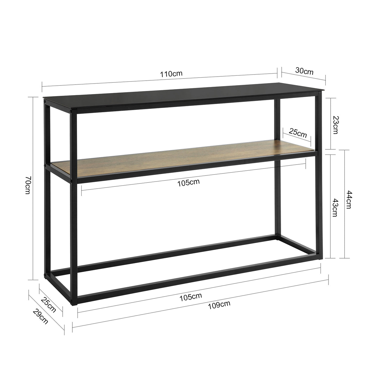 SoBuy FSB43-SCH Table Console avec Surface en Verre Table d'Entrée en Métal Table Décorative Buffet