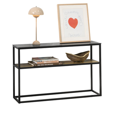 SoBuy FSB43-SCH Table Console avec Surface en Verre Table d'Entrée en Métal Table Décorative Buffet