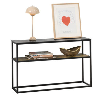 SoBuy FSB43-SCH Table Console avec Surface en Verre Table d'Entrée en Métal Table Décorative Buffet