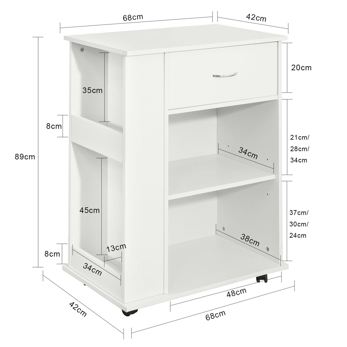 SoBuy FSB45-W Desserte Table d’Appoint Meuble de Rangement avec Tiroir et 4 Compartiments