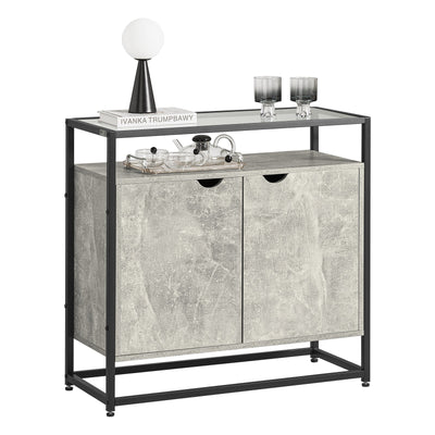 SoBuy FSB55-HG Table Console, Table d’Entrée, Meuble d’Entrée, Bout de Canapé avec 1 Étagère et 2 Portes