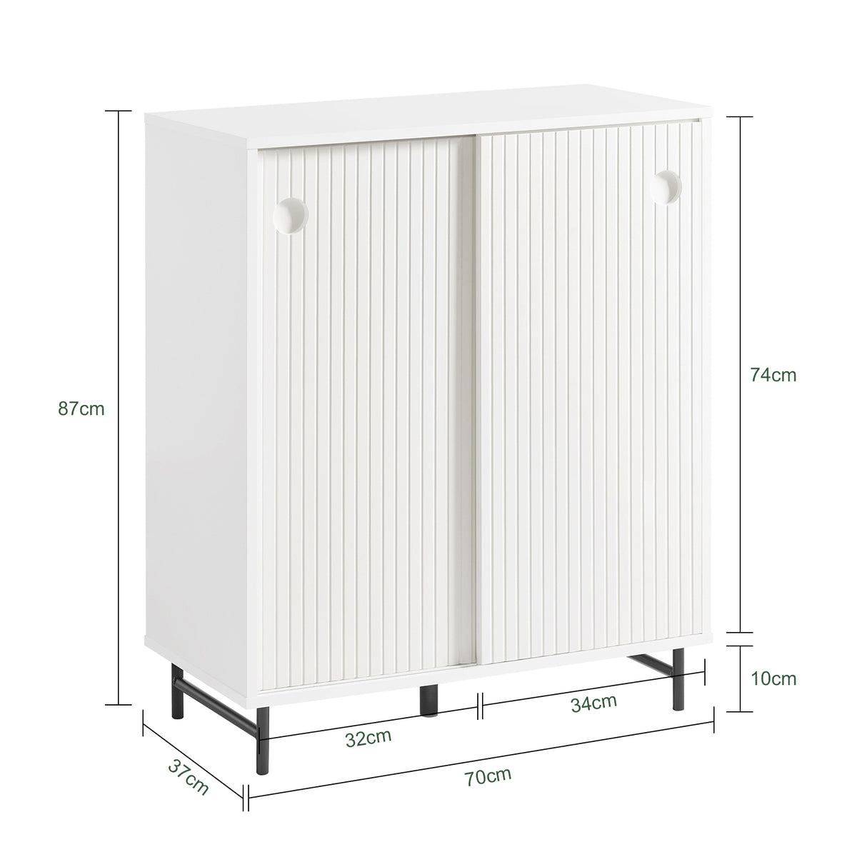 SoBuy FSB62-W Meuble d’Entrée avec Rangement Chaussures Intégré – 2 Portes Coulissantes – Entrée Organisée – 70x37x87 cm Blanc