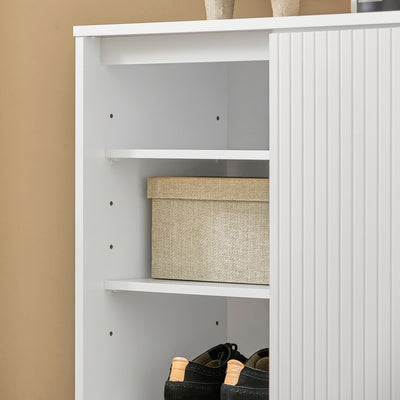 SoBuy FSB62-W Meuble d’Entrée avec Rangement Chaussures Intégré – 2 Portes Coulissantes – Entrée Organisée – 70x37x87 cm Blanc