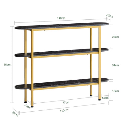 SoBuy FSB66-SCH Table Console Table d'Appoint Table d’Entrée Bout de Canapé à 3 Niveaux Effet Marbre Cadre en Métal
