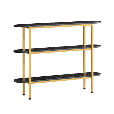 SoBuy FSB66-SCH Table Console Table d'Appoint Table d’Entrée Bout de Canapé à 3 Niveaux Effet Marbre Cadre en Métal
