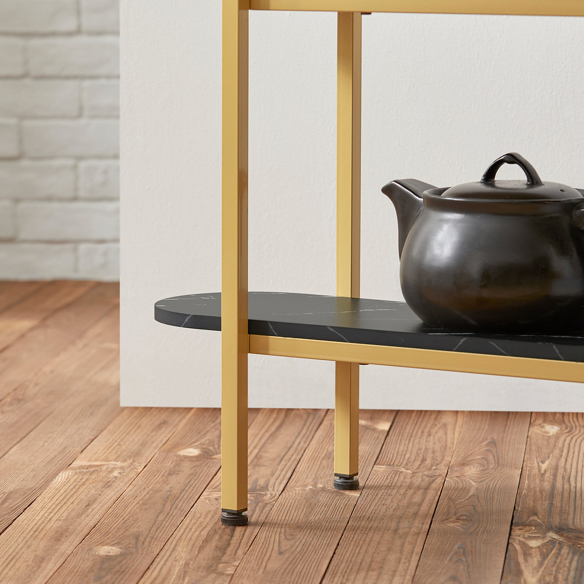 SoBuy FSB66-SCH Table Console Table d'Appoint Table d’Entrée Bout de Canapé à 3 Niveaux Effet Marbre Cadre en Métal