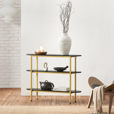 SoBuy FSB66-SCH Table Console Table d'Appoint Table d’Entrée Bout de Canapé à 3 Niveaux Effet Marbre Cadre en Métal