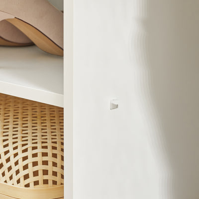 SoBuy FSB68-W Dulap de Hol cu Spațiu Integrat pentru Pantofi – 2 Uși cu Geam și 2 Sertare – Hol Organizat – 80x35x90 cm Alb