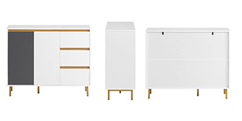 SoBuy FSB69-W Bufet Dulap de Depozitare Multifuncțional Mobilier de Depozitare pe Picioare cu 2 Uși și 3 Sertare