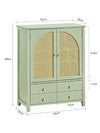SoBuy FSB72-GR Dulap de Intrare Rattan Verde – 4 Sertare, Stil Boem Natural