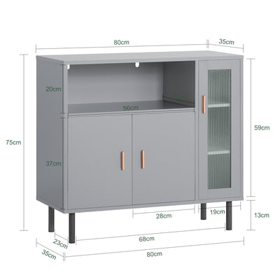 SoBuy FSB82-HG Bufet Dulap Comodă Comodă Multi-Depozitare, cu 1 Compartiment Deschis și 3 Uși