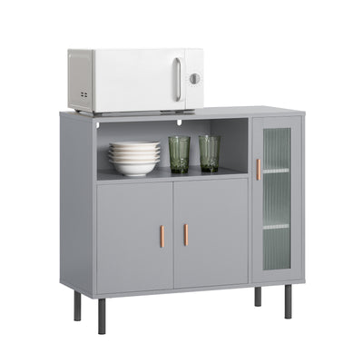SoBuy FSB82-HG Buffet Placard Dressoir Commode Armoire Multi-Rangement, avec 1 Compartiment Ouvert et 3 Portes