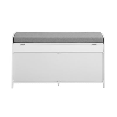 SoBuy FSR102-W Banc pentru Pantofi cu Pernă Căptușită, Ladă și 2 Uși de Depozitare pentru Hol – 90x33x50 cm, Alb