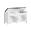 SoBuy FSR102-W Banc pentru Pantofi cu Pernă Căptușită, Ladă și 2 Uși de Depozitare pentru Hol – 90x33x50 cm, Alb