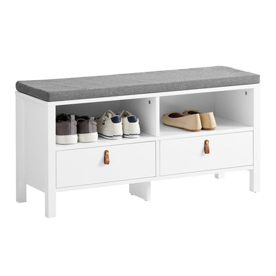 SoBuy FSR106-W Banc à Chaussures avec Coussin Rembourré et Rangement pour Entrée Couloir – 90x30x46 cm, Blanc