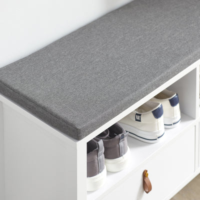 SoBuy FSR106-W Banc de Pantofi cu Pernă Căptușită și Spațiu de Depozitare pentru Hol Intrare – 90x30x46 cm, Alb