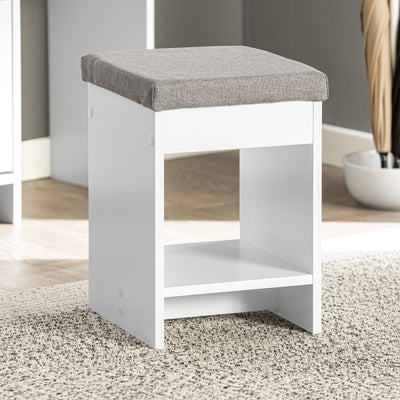 SoBuy FSR107-W Dulap de Pantofi cu Taburet, 1 Ușă și 3 Sertare Rabataile, Mobilier de Intrare – 95x30x121 cm, Alb