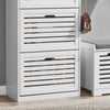 SoBuy FSR108-W Dulap de pantofi cu 3 compartimente și cârlige, Mobilier pentru Hol cu Agățătoare – 55x30x112 cm, Alb