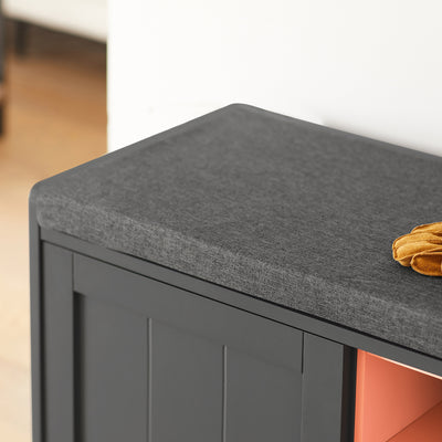SoBuy FSR109-HG Banc à Chaussures Meuble Chaussures Commode à Chaussures Coussin Rembourré et Etagère Amovible