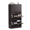 SoBuy FSR110-BR Dulap de Pantofi cu 3 Uși Rabatabile, Organizator pentru Hol Intrare – 60x24x115 cm, Maro