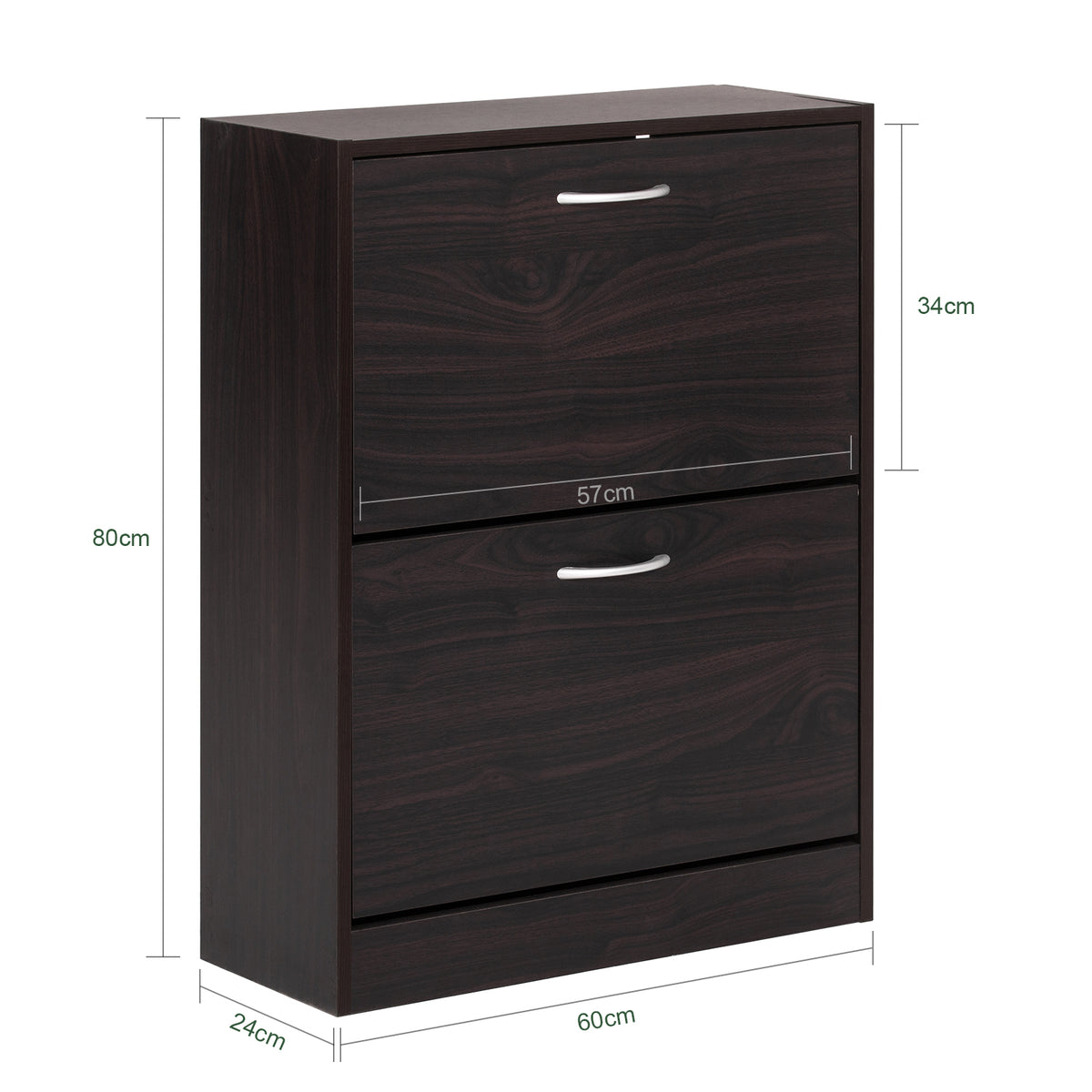 SoBuy FSR110-K-BR Armoire à Chaussures 2 Abattants, Rangement pour Entrée Couloir – 60x24x80 cm, Marron