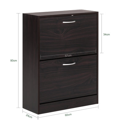SoBuy FSR110-K-BR Armoire à Chaussures 2 Abattants, Rangement pour Entrée Couloir – 60x24x80 cm, Marron