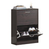SoBuy FSR110-K-BR Dulap de Pantofi cu 2 Uși Rabatan, Raft Depozitare Hol Intrare – 60x24x80 cm, Maro