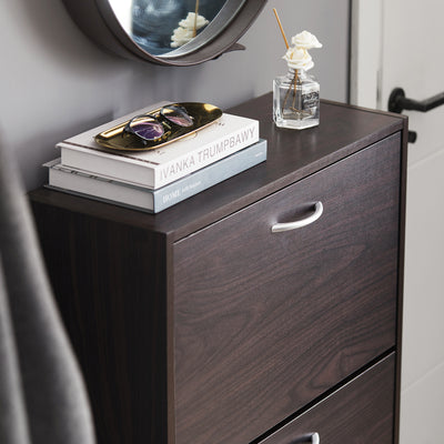 SoBuy FSR110-K-BR Armoire à Chaussures 2 Abattants, Rangement pour Entrée Couloir – 60x24x80 cm, Marron