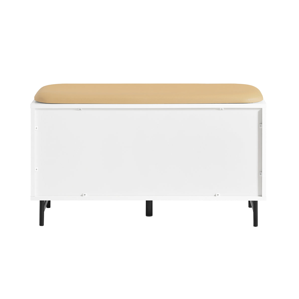 SoBuy FSR116-W Banc à Chaussures avec Coussin Rembourré, 2 Portes Coulissantes et 4 Étagères pour Entrée – 85x37x49 cm, Blanc