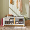 SoBuy FSR117-W Banc pentru Pantofi cu Pernă Căptușită și 2 Uși, Mobilier pentru Hol – 90x34x46 cm, Alb