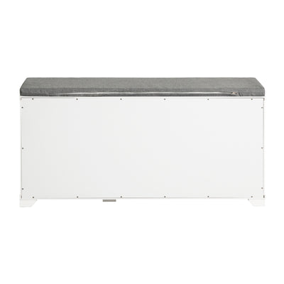 SoBuy FSR119-W Banc de Pantofi cu Pernă Căptușită, 1 Rabat și 2 Compartimente Deschise pentru Intrare – 90x24x46 cm, Alb