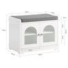 SoBuy FSR121-W Banc pentru Pantofi cu Pernă Căptușită, 2 Uși din Sticlă și 4 Rafturi pentru Hol – 60x35x45 cm, Alb