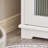 SoBuy FSR121-W Banc pentru Pantofi cu Pernă Căptușită, 2 Uși din Sticlă și 4 Rafturi pentru Hol – 60x35x45 cm, Alb