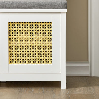 SoBuy FSR126-W Banc pentru Pantofi cu Pernă Căptușită și Spațiu de Depozitare pentru Hol Intrare – 81x36x46 cm, Alb