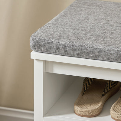 SoBuy FSR126-W Banc pentru Pantofi cu Pernă Căptușită și Spațiu de Depozitare pentru Hol Intrare – 81x36x46 cm, Alb