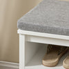 SoBuy FSR126-W Banc pentru Pantofi cu Pernă Căptușită și Spațiu de Depozitare pentru Hol Intrare – 81x36x46 cm, Alb