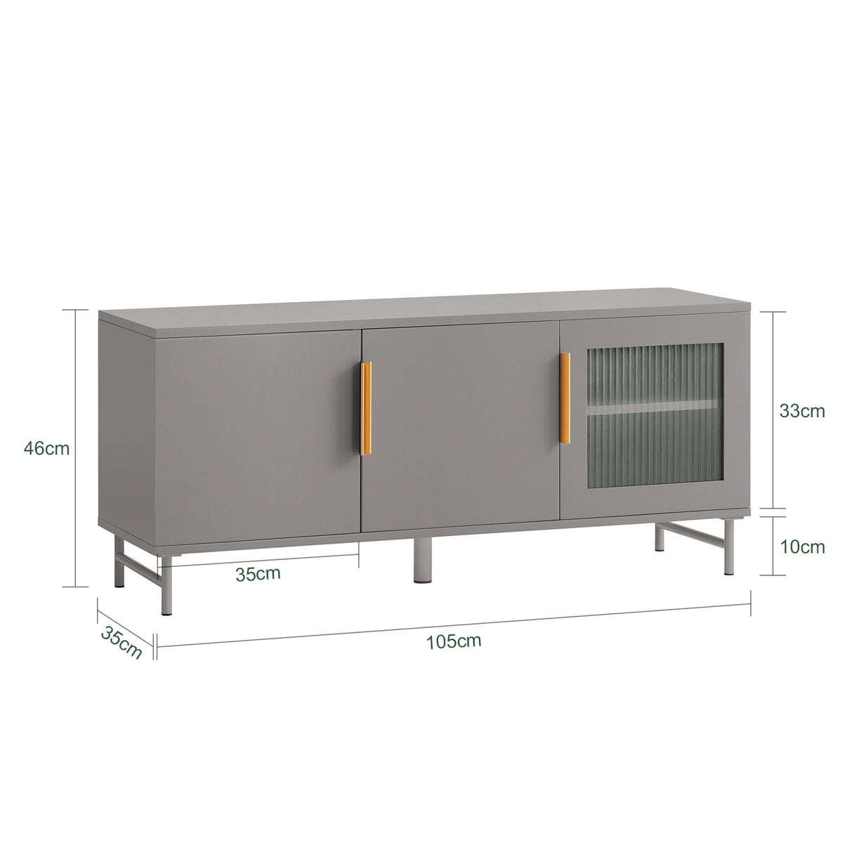 SoBuy FSR130-HG Banc à chaussures, Meuble Bas d'Entrée, Meuble TV, avec 3 Portes et Étagères Réglables