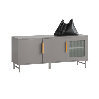 SoBuy FSR130-HG Banc à chaussures, Meuble Bas d'Entrée, Meuble TV, avec 3 Portes et Étagères Réglables
