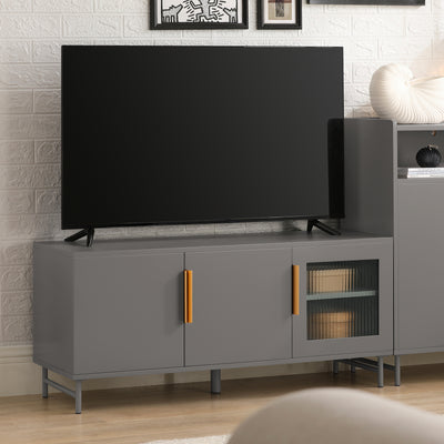 SoBuy FSR130-HG Banc à chaussures, Meuble Bas d'Entrée, Meuble TV, avec 3 Portes et Étagères Réglables