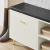 SoBuy FSR132-W Banc pentru Pantofi cu Pernă din PU, 2 Compartimente Rabatabile și 2 Compartimente Deschise, pe Picioare Aurii pentru Hol – 110x26x52 cm, Alb